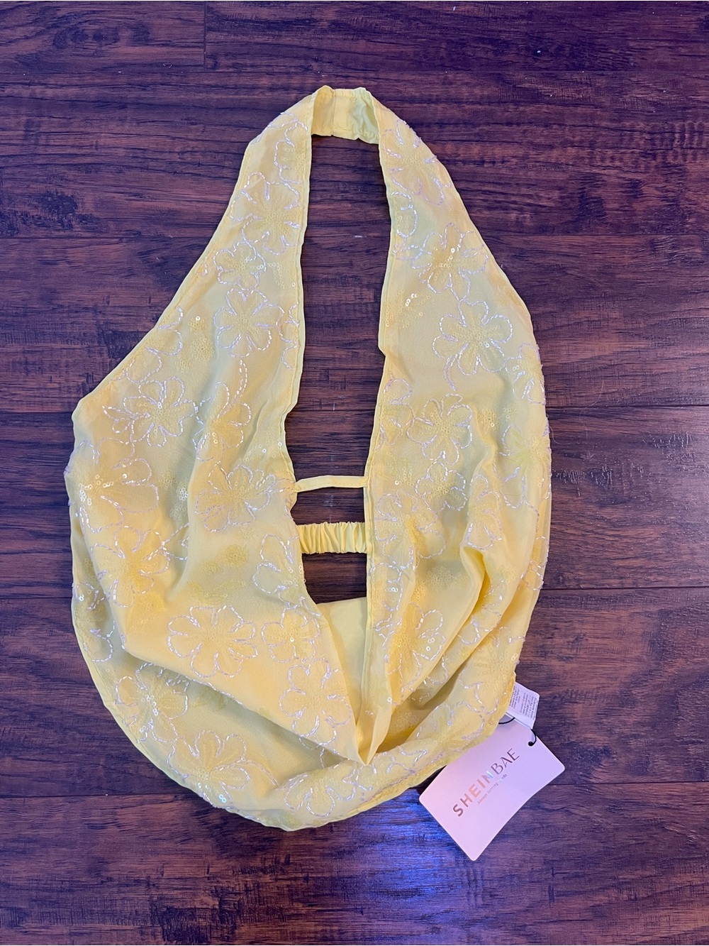 SHEIN Yellow Floral Halter Tank Top